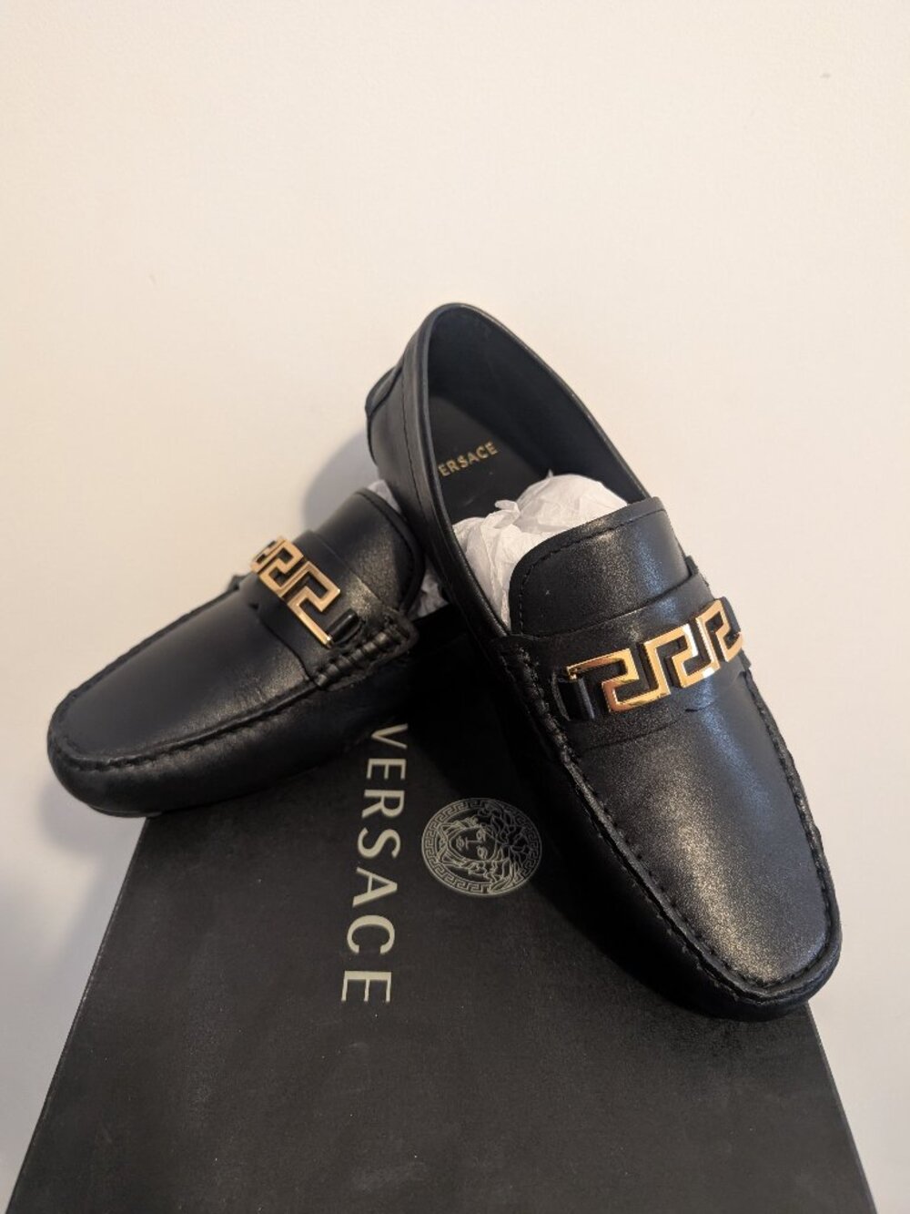 Versace Driver Vitello Leather Loafers